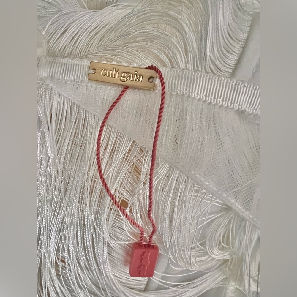 NWOT Cult Gaia Renata Draped Fringe Halter Gown Off White Bridal Wedding Size M - Picture 7 of 9